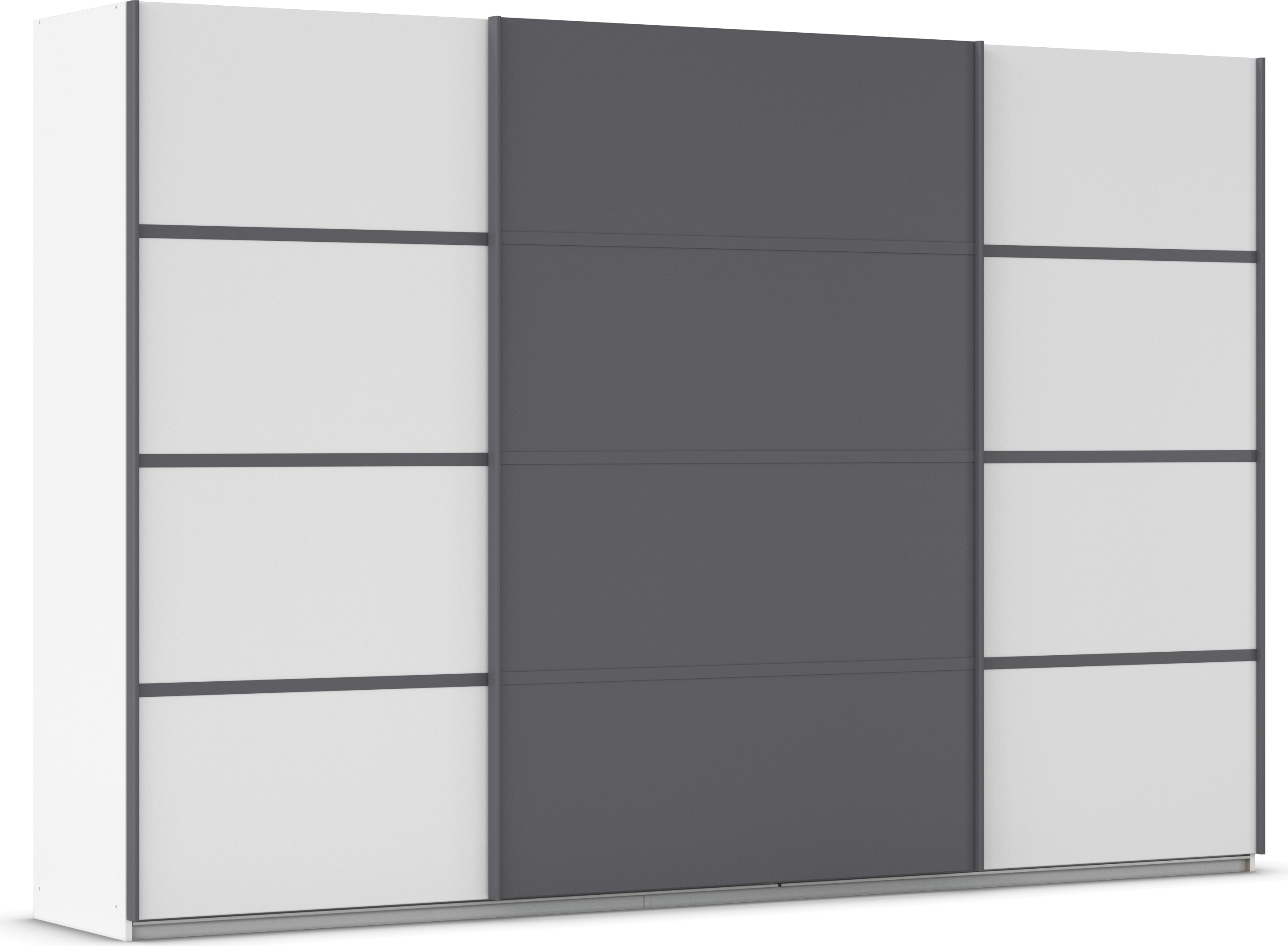 Kleiderschrank RAUCH "Schwebetürenschrank OTTO´s Choice Garderobe Schrank TOP ANGEBOT Avola", weiß (alpinweiß, graumetallic, leisten graumetallic), B:315cm H:210cm T:62cm, Holzwerkstoff, Schränke, mit eleganten Zierleisten in Chrom, Schwarz oder... Image
