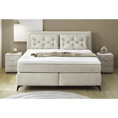 Boxspringbett JOCKENHÖFER GRUPPE "Chalet, inklusive Kissen", beige 417, 07, B:193cm L:220cm, Bezug Bett: Chenille (100% Polyester), Topper und Matratzenspiegel: 100% Polyester, Komplettbetten, Wende-Bonell-Federkern-Matratze (H2/H3), PU-Schaum Topper Image