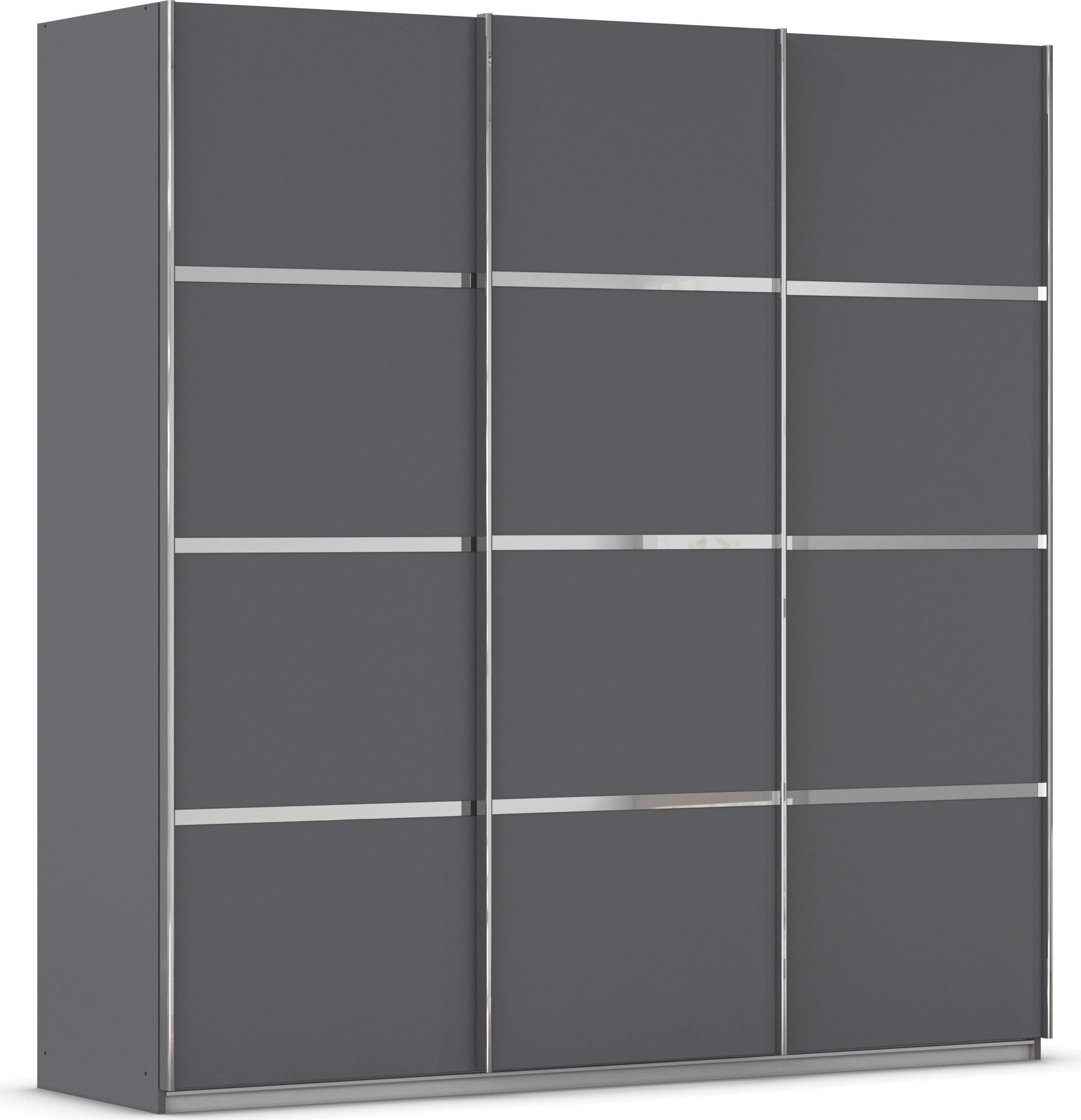 Kleiderschrank RAUCH "Schwebetürenschrank OTTO´s Choice Garderobe Schrank TOP ANGEBOT Avola", grau (graumetallic, leisten chrom), B:203cm H:229cm T:62cm, Holzwerkstoff, Schränke, mit eleganten Zierleisten in Chrom, Schwarz oder Weiß MADE IN GERMANY Image