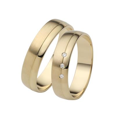 Trauring FIRETTI "Schmuck Geschenk Gold 750 Hochzeit Ehering "LIEBE" Gr. 58, gold (gelbgoldfarben), Fingerringe, 58, 0,03 ct SI = kleine Einschlüsse mit Brillanten, Gelbgold 375, 5mm, Made in Germany, wahlweise mit oder ohne Brillanten Image