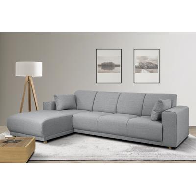 Ecksofa HOME AFFAIRE "LEMPS wahlweise Recamiere links oder rechts L-Form", grau (hellgrau), B:297cm H:85cm T:162cm, 100% Polyester, Sofas, incl. Zierkissen, Stellmaße 297x162 cm Image