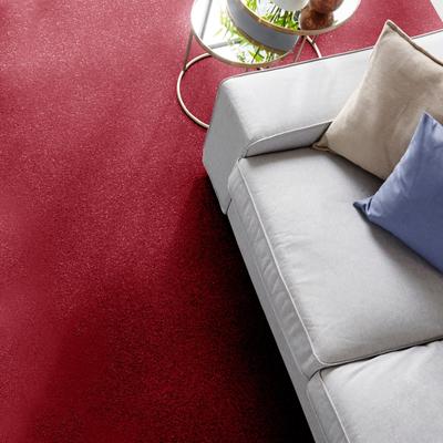 Teppichboden ANDIAMO "Kira, Velours, Made in Belgium", rot (bordeaux), B:400cm H:8mm L:300cm, Kunstfaser, Teppiche, Uni Farben, Breite 400 cm, strapazierfähig, pflegeleicht, Wohnzimmer Image
