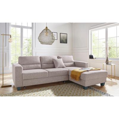 Ecksofa TRENDMANUFAKTUR "Chamber, zeitlos und modern, bequem mit hohem Sitzkomfort, L-Form", beige (portabella), B:247cm H:85cm T:165cm, Sofas, inklusive einer Kopfstütze, wahlweise mit Schlaffunktion Image