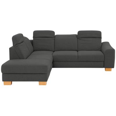 Ecksofa HOME AFFAIRE "Dundee L-Form", grau (anthrazit), B:263cm H:86cm T:219cm, Struktur fein (100% Polyester), Sofas, wahlweise mit Kopfteilverstellung und zusätzlich mit Bettfunktion Image