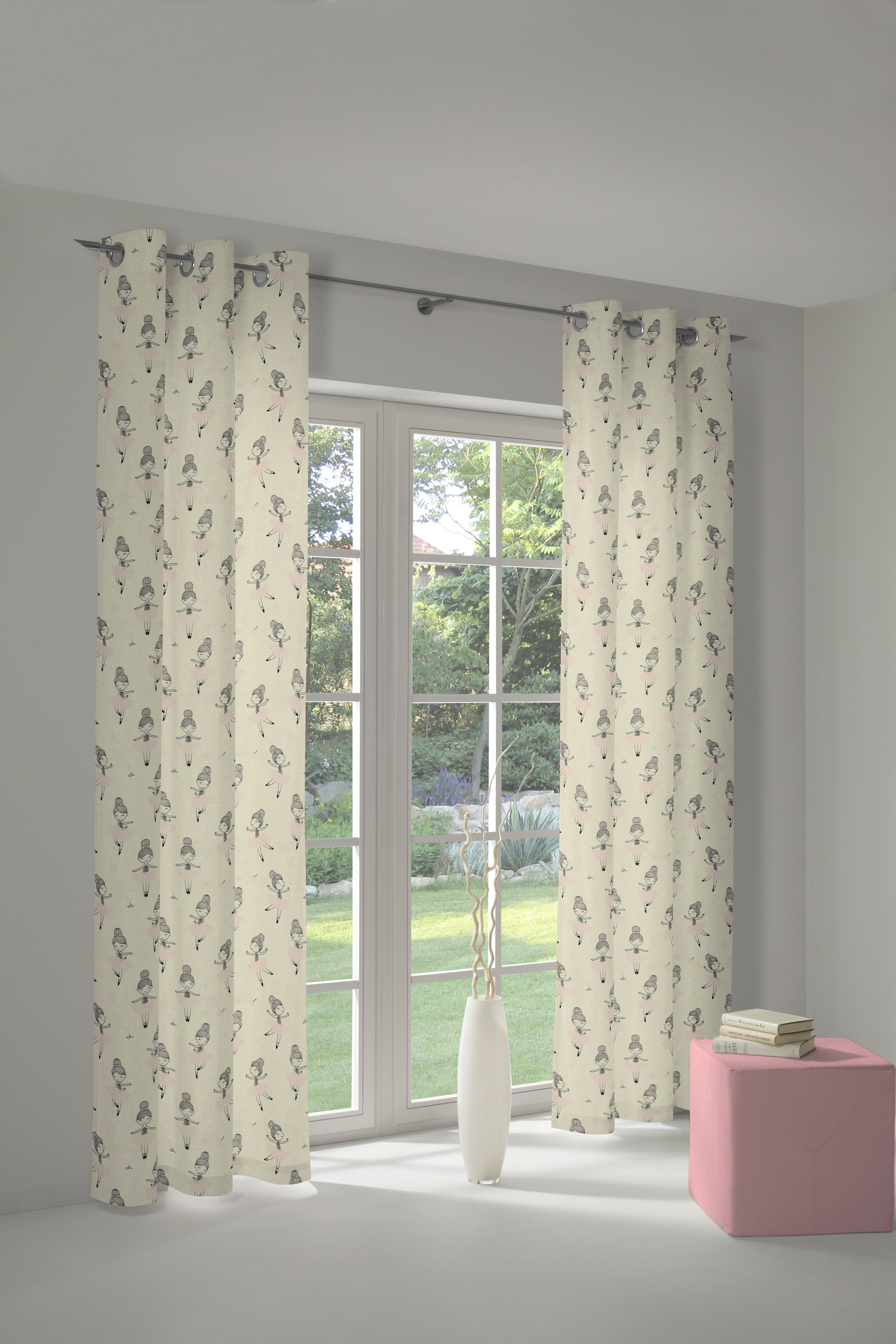 Vorhang ADAM "Ballerina" Gr. 3, rosa, B:145cm H:225cm, Jacquard, Baumwolle (Bio-Baumwolle), Gardinen, aus 100% Bio-Baumwolle Image