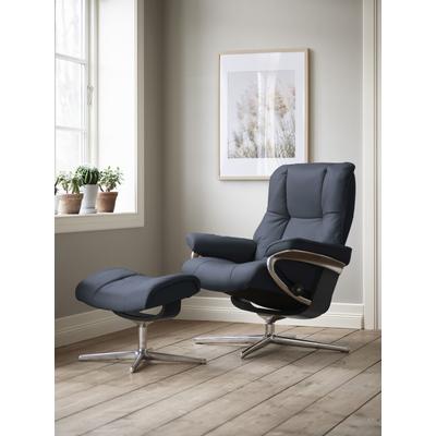 Relaxsessel STRESSLESS "Mayfair", blau (blau dinamica), B:79cm H:102cm T:73cm, Microfaser DINAMICA (88% Polyester, 12% Polyurethan), Sessel, mit Cross Base, Größe S, M & L, Holzakzent Schwarz Image