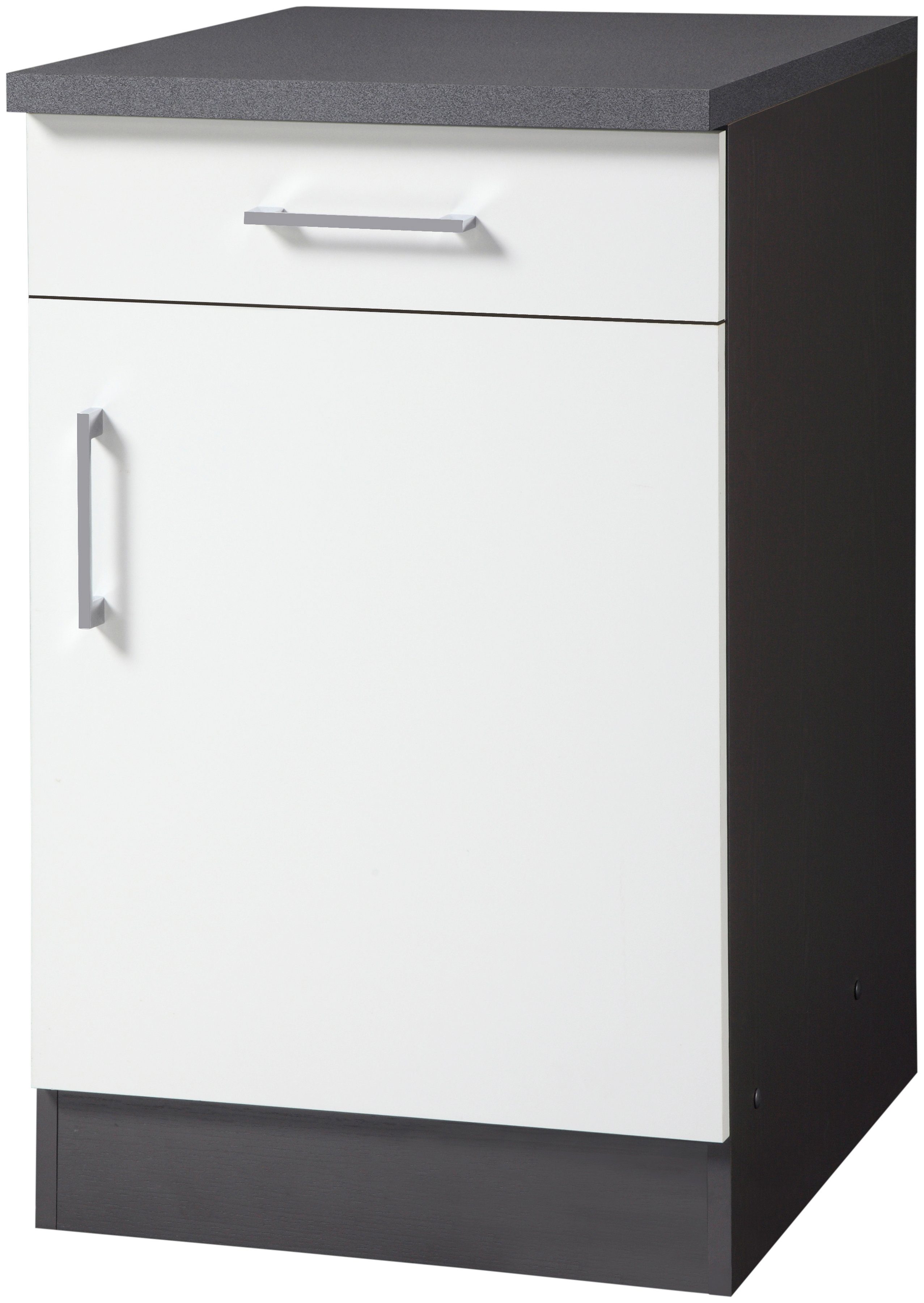 Unterschrank KOCHSTATION "KS-Paris", weiß (weiß, graphit), B:50cm H:85cm T:60cm, Holzwerkstoff, Schränke, Küchenunterschrank, Breite 50 cm