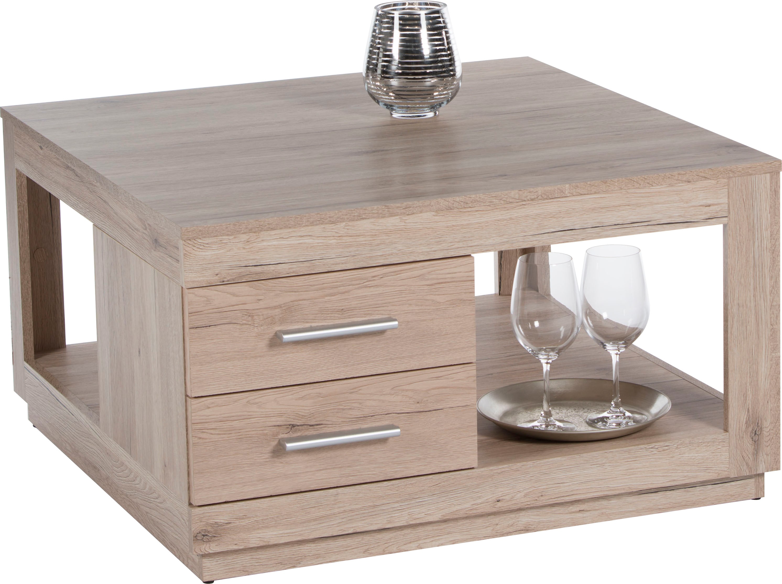 Couchtisch STOLKOM "Festival, TOPSELLER", braun (eiche san remo hell dekor, eiche san remo hell dekor), Tische, Couchtisch Holz-Couchtische Eckige Couchtische, mit Schubladen, Wohnzimmertisch quadratisch