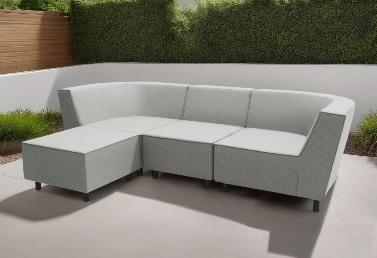 Sofaelement DOMO COLLECTION "Sonna, individuell zusammenstellbar", silber, B:73cm H:77cm T:103cm, 100% Olefin, Polsterelemente, Einzelelemente für Terrasse, Garten und Balkon, speziell für Outdoor