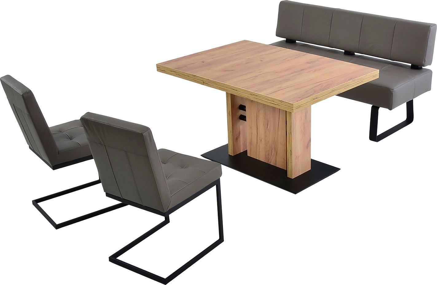 Polsterbank K+W KOMFORT & WOHNEN "Spider II", braun (canyon 80, schwarz), B:160cm H:88cm T:67cm, Sitzbänke, Polsterbank, Sitzsteppung, bequem durch Sandwichbauweise, Metallkufe in schwarz