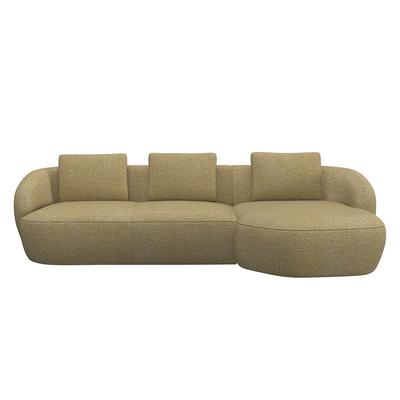 Wohnlandschaft FLEXLUX "Torino, rund, L-Form, Sofa-Ecke mit Recamiere, Longchair-Sofa", gelb (mustard gelb), B:276cm H:85cm T:146cm, Sofas, Modernes, organisches Sofa-Design, Kaltschaum, Wellenunterfederung Image
