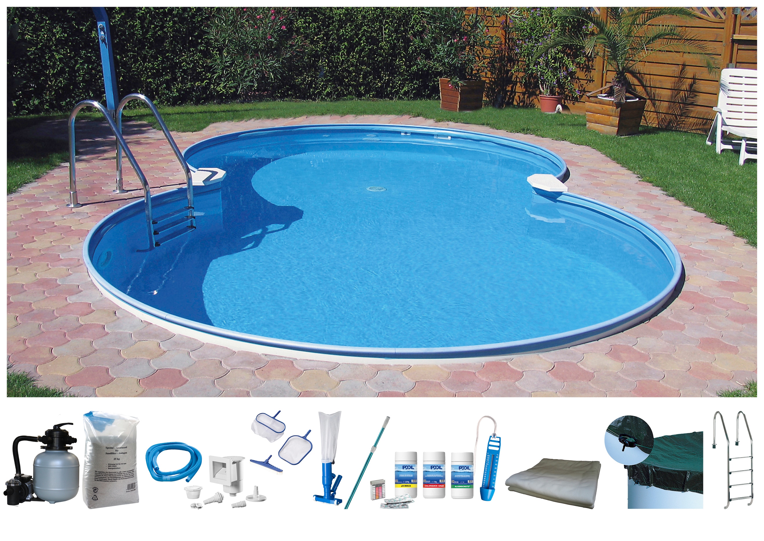 Achtformpool MY POOL BWT "SYDNEY 3", weiß, B:360cm H:120cm L:625cm, Schwimmbecken, in verschiedenen Größen erhältlich Image