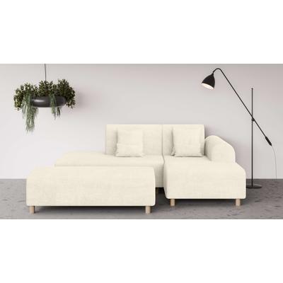 Ecksofa INOSIGN "Suyala", beige (creme), B:258cm H:85cm T:168cm, 100% Polyester, Sofas, L-Form mit Hocker Image