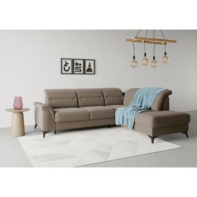 Ecksofa SIT & MORE "Sinatra L-Form", grau (taupe), B:251cm H:85cm T:220cm, 90% Polyester, 10% Polyamid, Sofas, mit Ottomane, optional mit Kopfteilverstellung und Armteilfunktion Image