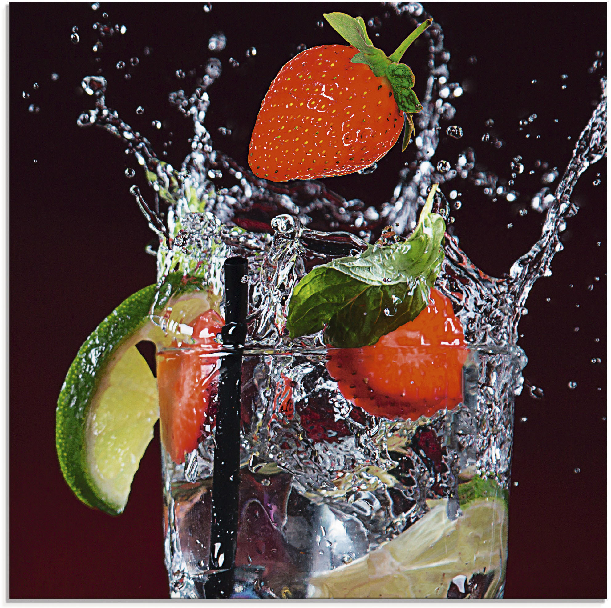 Glasbild ARTLAND "Frischer Fruchtcocktail I", bunt (farbe bild(er): bunt), B:20cm H:20cm, Bilder, in verschiedenen Größen Image