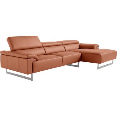 Ecksofa EGOITALIANO "Malika, edel und bequem, Designsofa mit hochwertigen Bezügen, L-Form", rot (brick), B:287cm H:94cm T:165cm, Leder u00bbBULLu00ab (echtes Rindsleder). Geschliffenes, pigmentiertes und behandeltes Rindsleder mit einer Dicke von 1,... Image