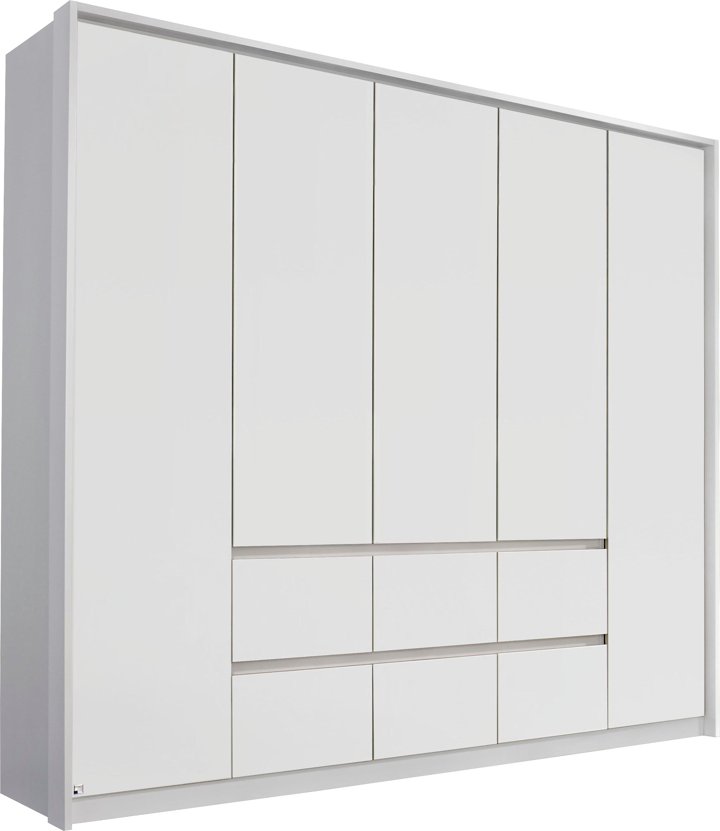 Drehtürenschrank RAUCH "Mainz mit Passepartout", weiß (alpinweiß), B:230cm H:212cm T:58cm, Holzwerkstoff, Schränke, optional mit Beleuchtung, Außentüren mit Push-to-Open Funktion Image