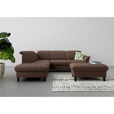 Ecksofa SIT & MORE "Maggiore L-Form", braun (espresso), B:261cm H:88cm T:224cm, 98% Polyester, 2% Polyamid, Sofas, wahlweise mit Kopfteilverstellung, Bettfunktion und Stauraum Image