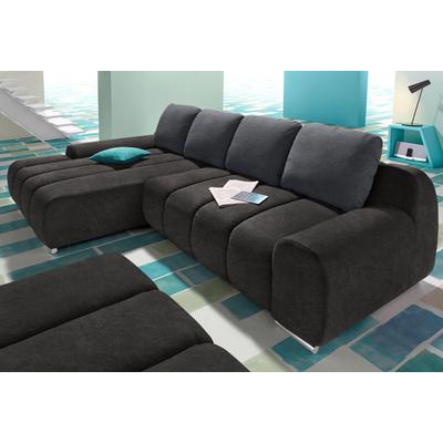 Ecksofa INOSIGN "Bono L-Form", schwarz (schwarz, grau), B:291cm H:90cm T:174cm, Luxus-Microfaser ALTARA NUBUCK (100% Polyester), Luxus-Microfaser ALTARA NUBUCK (100% Polyester), Samtstruktur (95% Polyester, 5% Polyamid), Sofas, wahlweise mit... Image