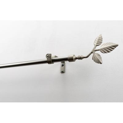 Gardinenstange GARESA "SHEET mit offenem Träger", silber (mattchromfarben), L:130cm Ø:16mm, Metall, Gardinenstangen, Vorhanggarnitur, verlängerbar, Knopf mit Blätter, ohne Ringe Image