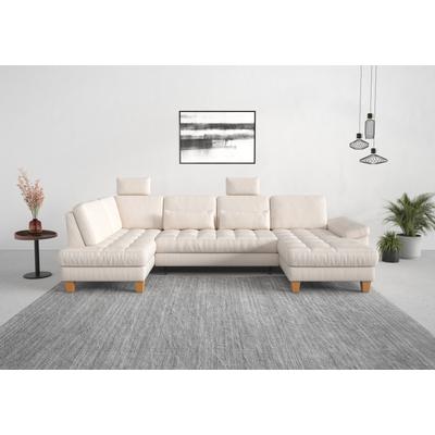 Wohnlandschaft SIT & MORE "Westham U-Form", beige (creme), B:338cm H:88cm T:172cm, 100% Polyester, Sofas, wahlweise mit Bettfunktion, Bettkasten, Sitztiefenverstellung Image