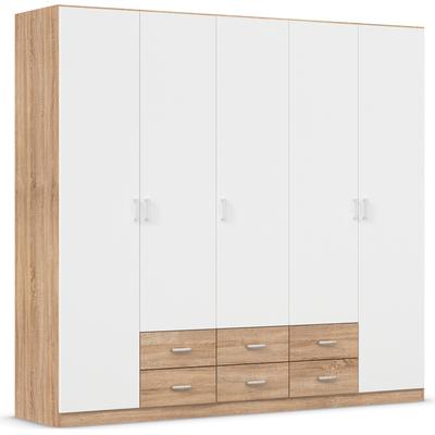 Drehtürenschrank RAUCH "Kleiderschrank Schrank Garderobe Wäscheschrank GAMMA in 3 Breiten", weiß (eiche sonoma, alpinweiß), B:226cm H:210cm T:54cm, Holzwerkstoff, Schränke, mit 6 Schubladen, in schlichtem Design TOPSELLER MADE IN GERMANY Image
