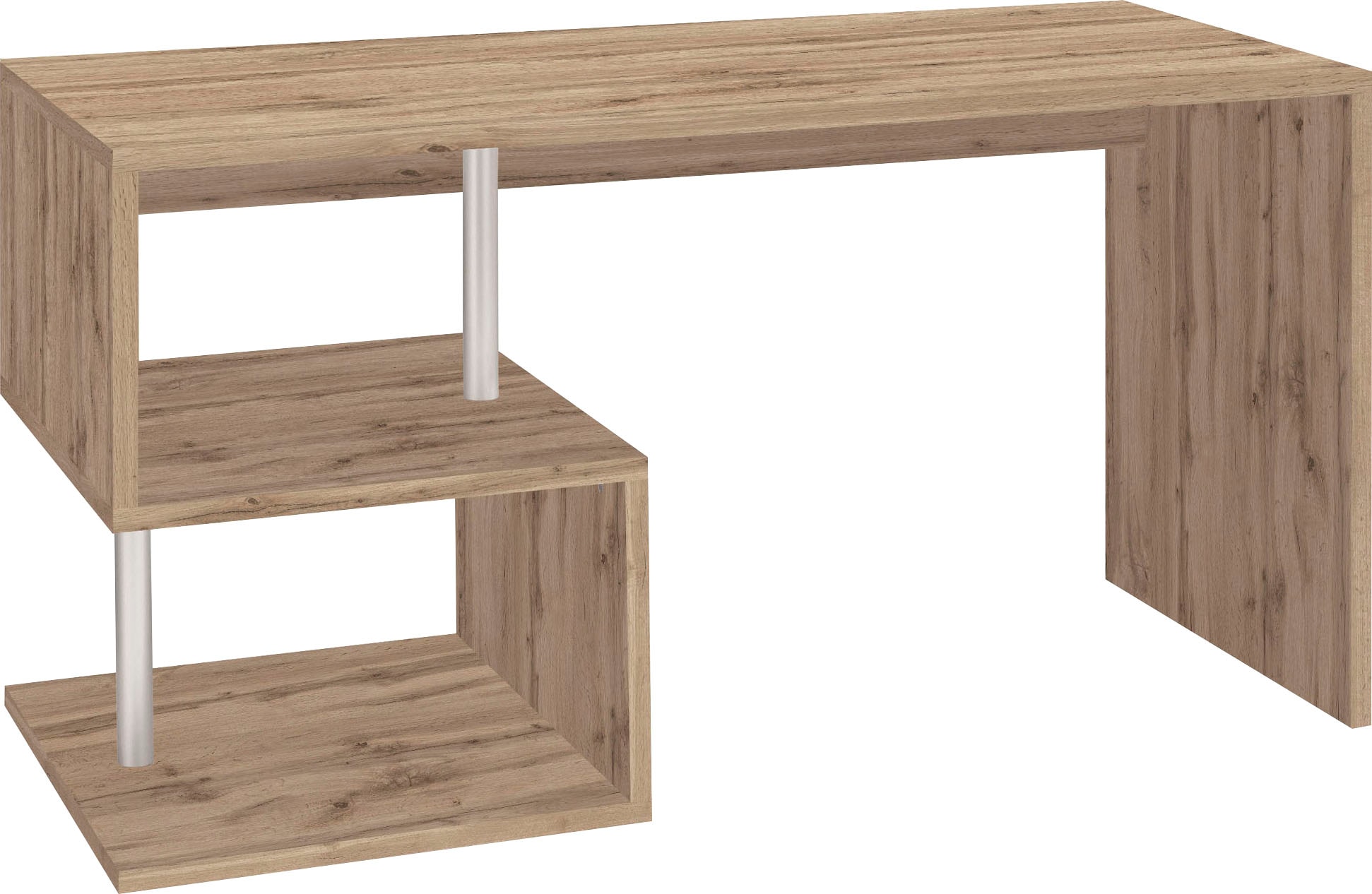 Schreibtisch INOSIGN "Esse, modernes Design", braun (wotan eichefarben, wotan eichefarben), B:140cm H:77,5cm T:60cm, Tische, Schreibtisch, in verschiedenen Breiten, mit und ohne Monitoraufsatz, Made in Italy