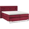 Boxspringbett MUSTERRING "Dubai", rot (d 521 rot), B:197cm L:214cm, Komplettbetten, Boxspringbett, Kufe in Chrom, 3 Härtegrade, Kopfteil mit Knopfheftung