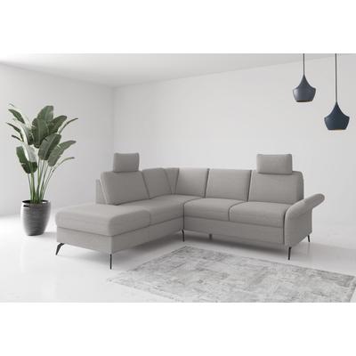 Ecksofa HOME AFFAIRE "Rochelle", grau (hellgrau), B:240cm H:93cm T:216cm, 95% Polyester 5% Polyamid, Sofas, wahlweise mit Bettfunktion, Bettkasten und Armteilverstellung Image