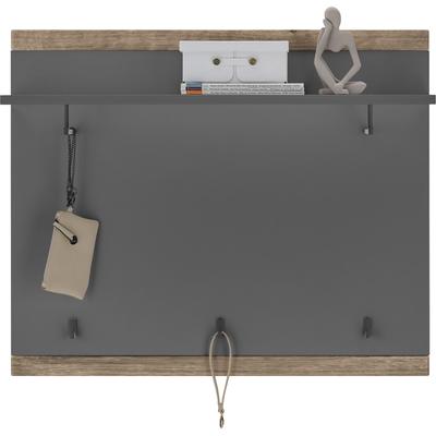 Garderobenpaneel "Lancaster Dielen", bunt (grau, cognac), B:100cm H:82,8cm T:26,6cm, Spanplatte, SET ONE BY MUSTERRING, Garderobenpaneele, Inklusive Kleiderstangen und Haken, zwei Farben, B 100 x H 83 cm Image