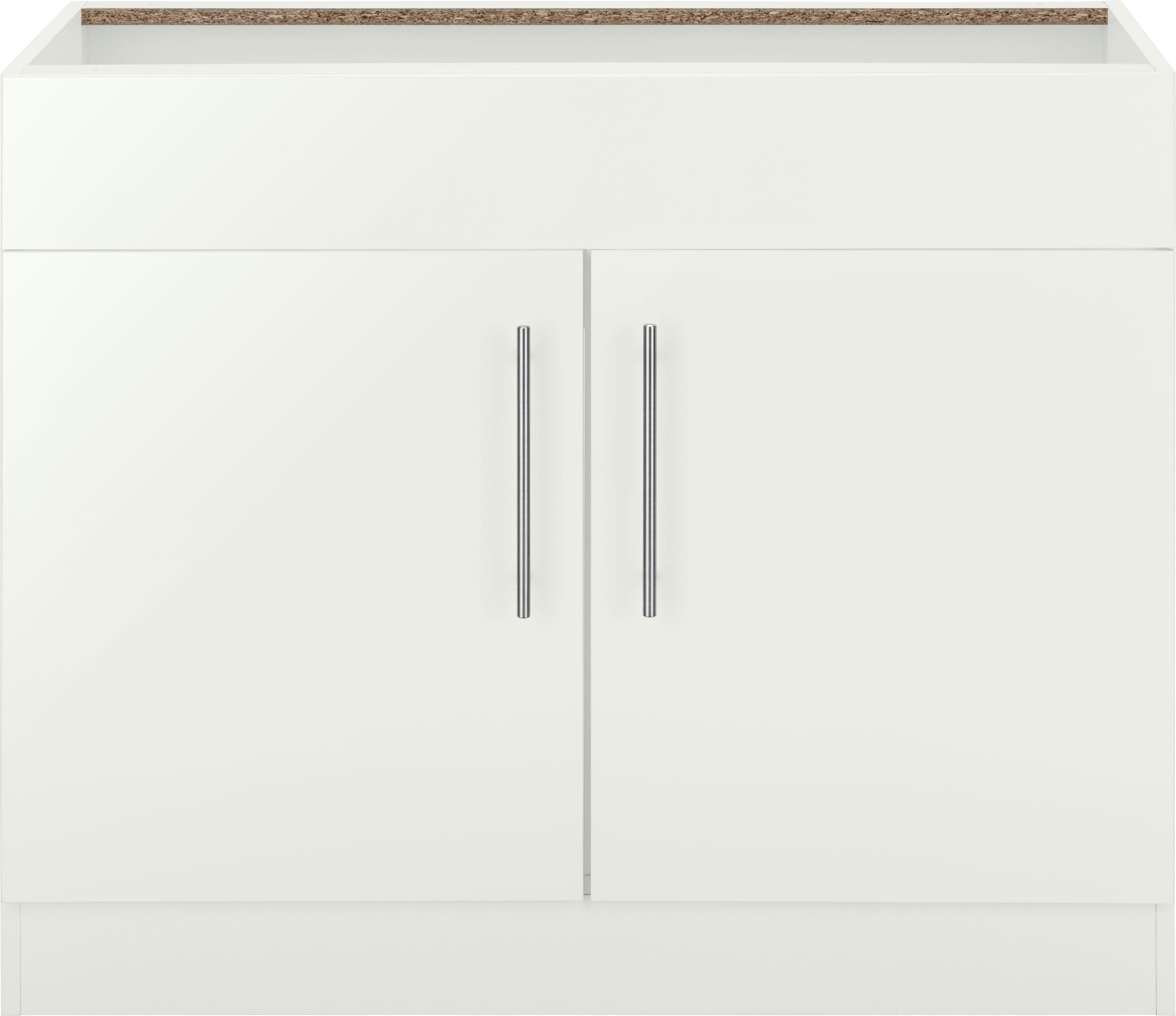 Spülenschrank WIHO KÜCHEN "Cali", weiß (front: weiß glanz, korpus: weiß), B:100cm H:82cm T:57cm, Schränke, 100 cm breit, ohne Arbeitsplatte Image