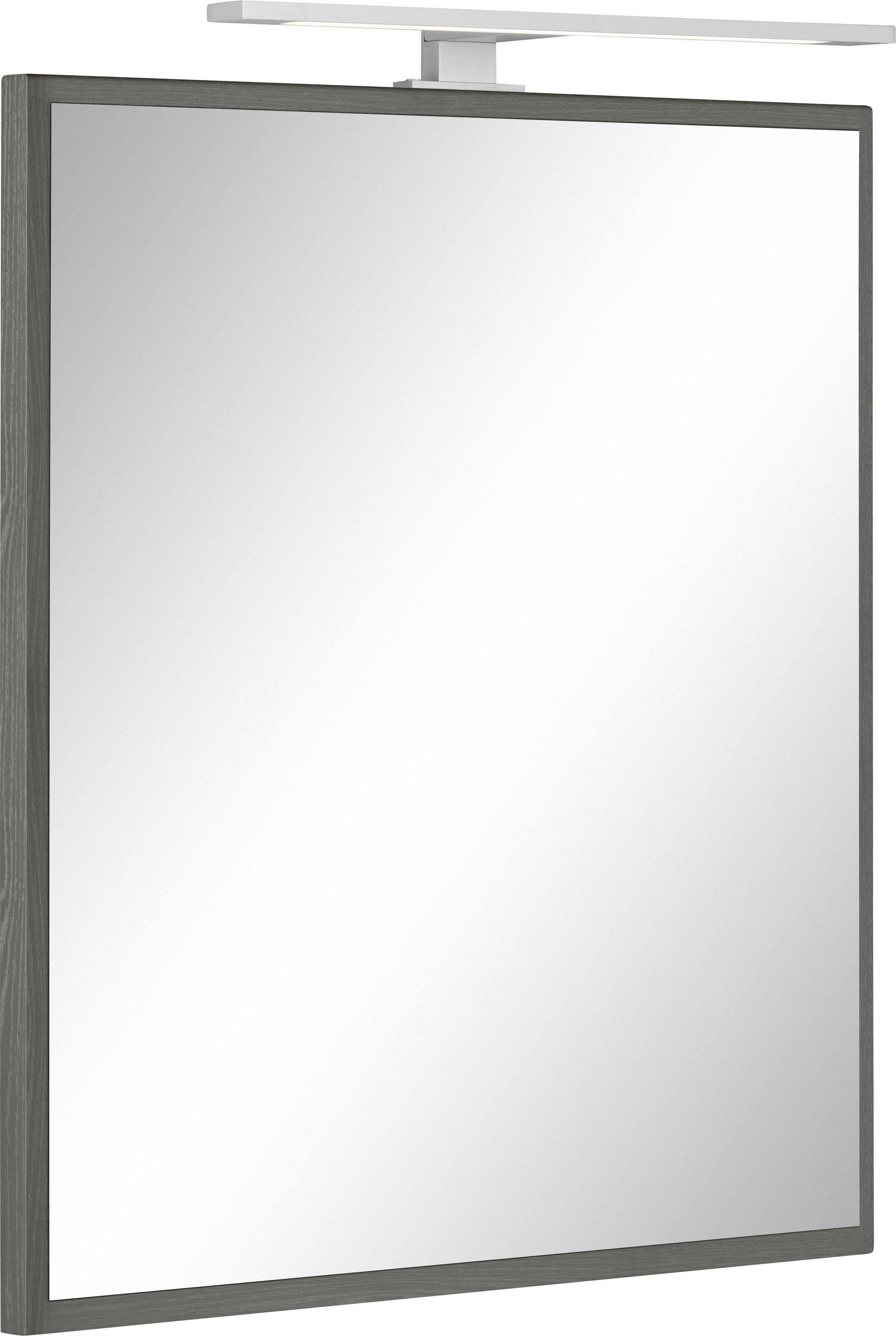 Badspiegel WELLTIME "Ohio", braun (eichefarben, silberfarben), B:60cm H:64cm T:2cm, Spanplatte, Spiegel, LED Image