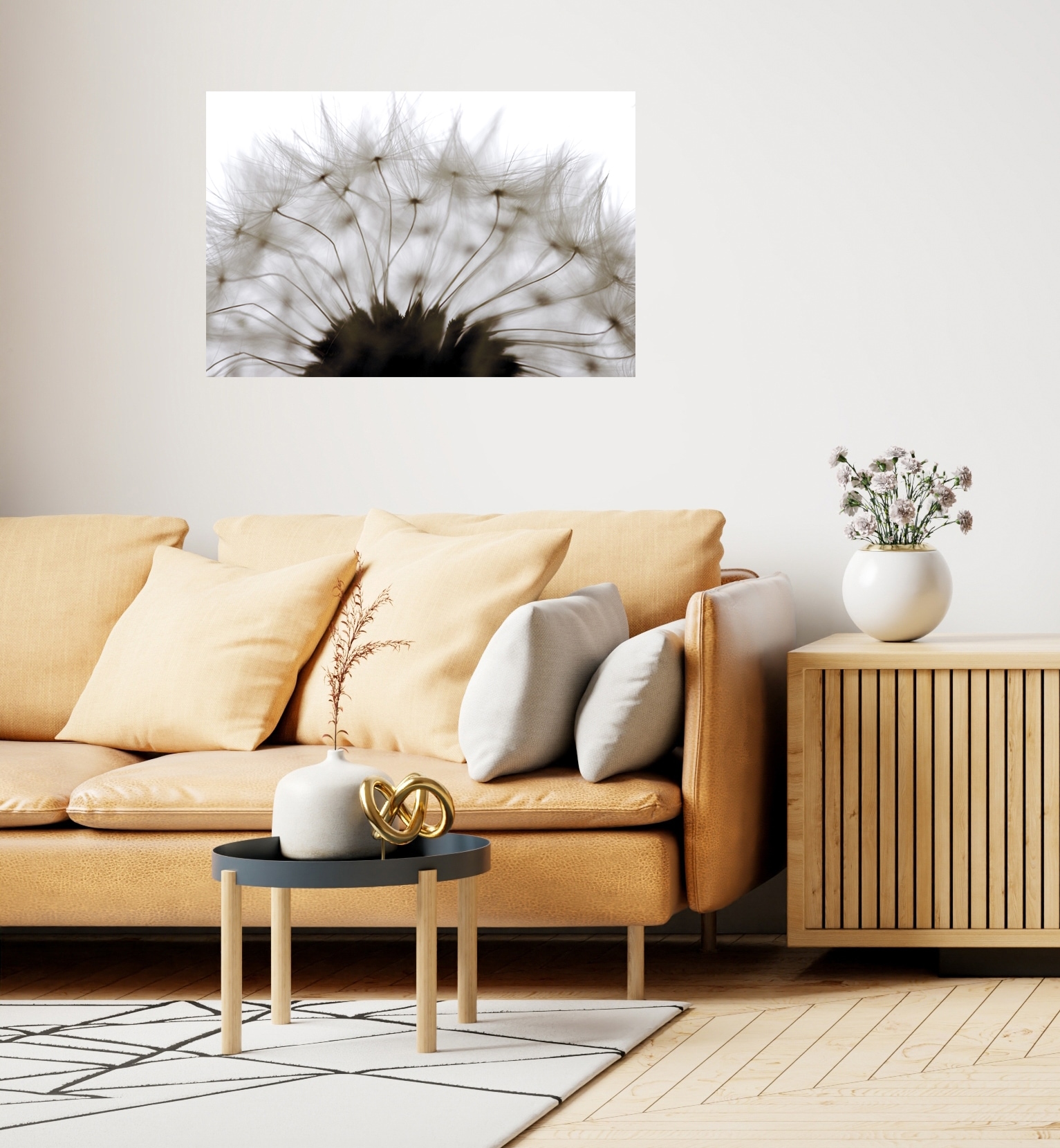 Wandsticker QUEENCE "Pusteblume", weiß, B:90cm H:60cm T:0,1cm, Folie, Wandtattoos, Selbstklebend, kinderleichte Anbringung