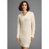 Strickkleid KANGAROOS, Damen, Gr. 36/38, N-Gr, weiß (sanftes weiß), Strick, Obermaterial: 50% Baumwolle, 50% Polyacryl, Zopfmuster, casual, Langarm, Kleider