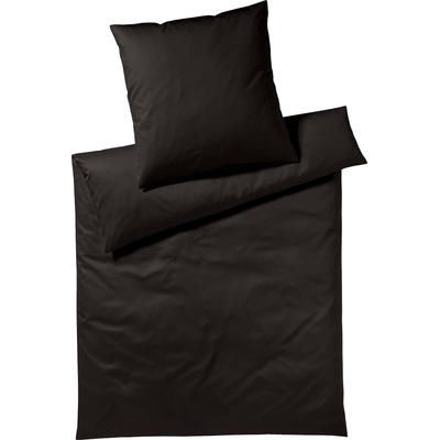 Bettwäsche YES FOR BED "Pure & Simple Uni in Gr. 135x200, 155x220 oder 200x200 cm", schwarz, B/L: 155cm x 220cm, , Mako-Satin, B/L: 80cm x 80cm, Mako-Satin, Obermaterial: 100% Baumwolle, Bettwäsche, Bettwäsche aus Baumwolle, zeitlose Bettwäsche mit... Image