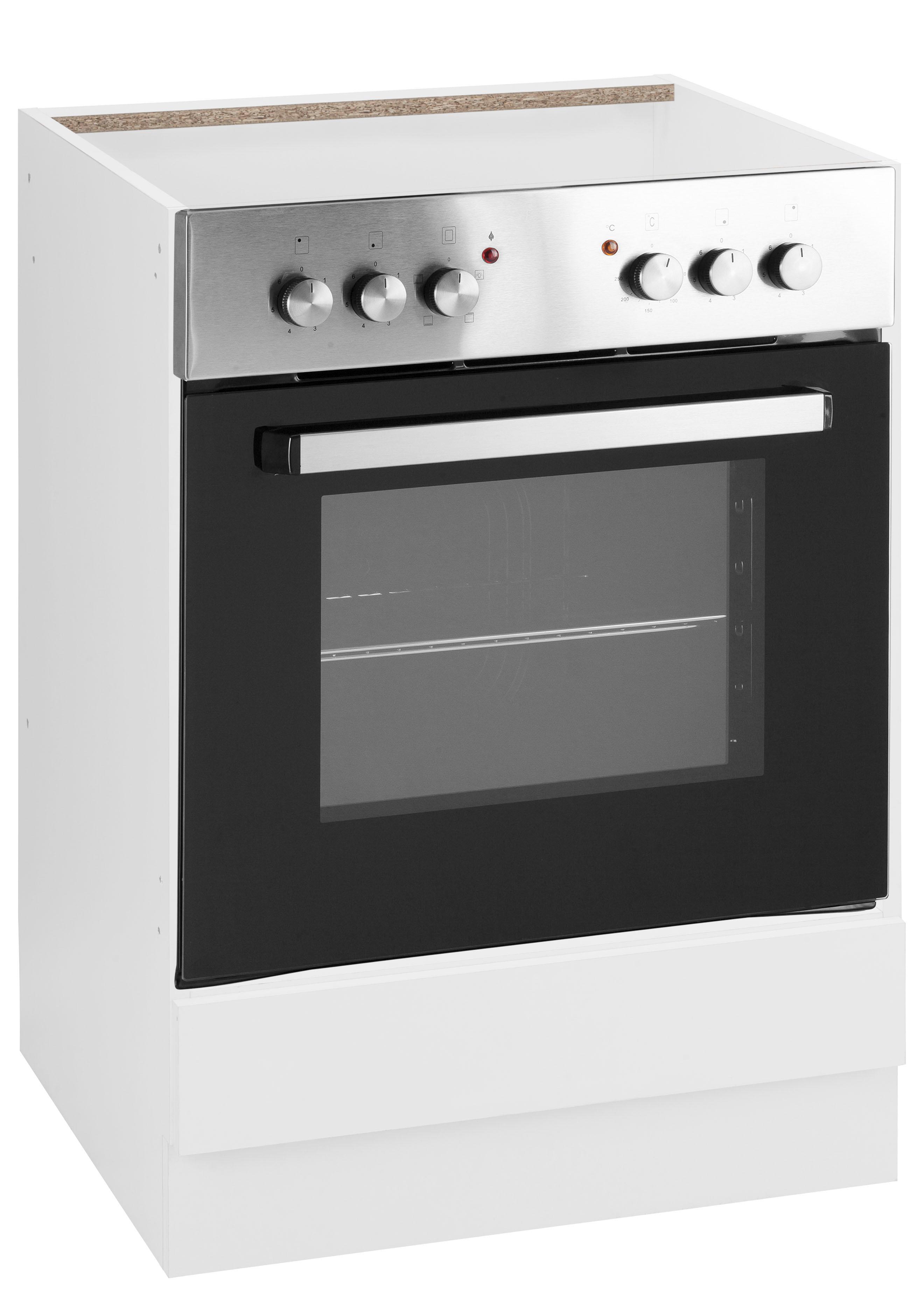 Herdumbauschrank WIHO KÜCHEN "Flexi2", weiß (front: weiß glanz, korpus: weiß), B:60cm H:82cm T:57cm, Schränke, Herdumbauschrank