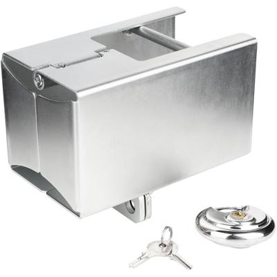 Kastensicherung STEMA "Diebstahlsicherung Safety-Box XL", grau, B:13,5cm L:21cm, Stahl, Sicherheitsschlösser, Für Anhänger im an- und abgekuppelten Zustand