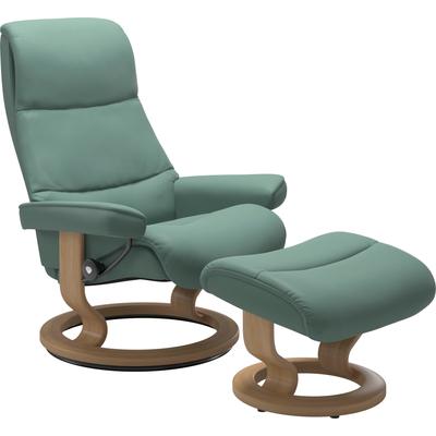 Fußhocker STRESSLESS "View", grün (aqua grün paloma), B:57cm H:40cm T:47cm, Leder BATICK: BATICK ist ein leicht korrigiertes, durchgefärbtes und genarbtes Möbelleder, bei dem die meisten Unebenheiten und Spuren in der Regel entfernt wurden., Leder... Image