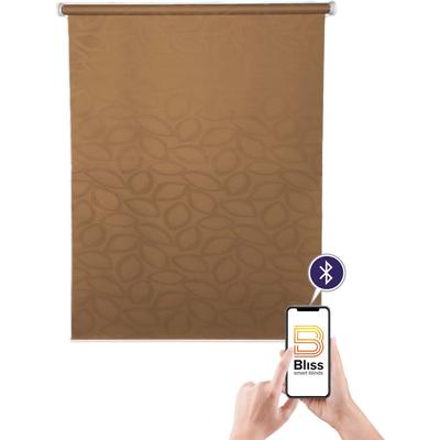 Elektrisches Rollo SUNLINES "Akkurollo Curves appgesteuert, blickdicht, Sunlines, weißer Fallstab", braun, B:80cm H:220cm, Polyester, Metall, Kunststoff, Rollos, appgesteuert via Bluetooth Image