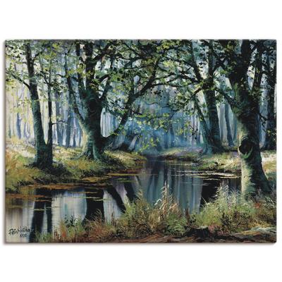 Leinwandbild ARTLAND "Ruhe von den Bäumen", grün (farbe bild(er): grün), B:80cm H:60cm T:1,8cm, Canvas, Leinwand, Bilder, auf Keilrahmen gespannt Image