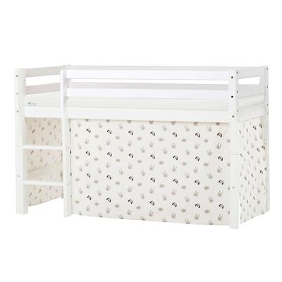Hochbett HOPPEKIDS "ECO Dream, Kinderbett, Spielbett, Halbhohes Bett aus Massivholz", beige (weiß, natur), B:81cm H:105cm L:168cm, Kinderbett: 100% Massivholz: Nordische Kiefer, Vorhang: 100% Baumwolle, Matratzenbezug: 77% Polyester, 23%... Image