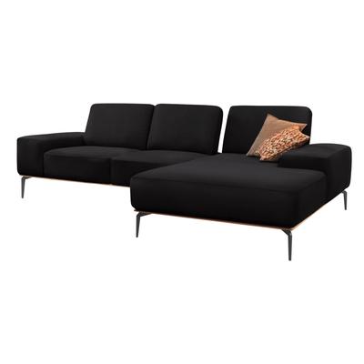 Ecksofa W.SCHILLIG "run, Designsofa mit tollem Sitzkomfort, bequem, L-Form", schwarz (midnight w82), B:279cm H:88cm T:178cm, Longlife Xtra-Leder Z73: Naturwalkleder der Luxusklasse aus den erlesensten Rohhäuten. Hautstärke 1, 1 u2013 1, 3 mm,... Image