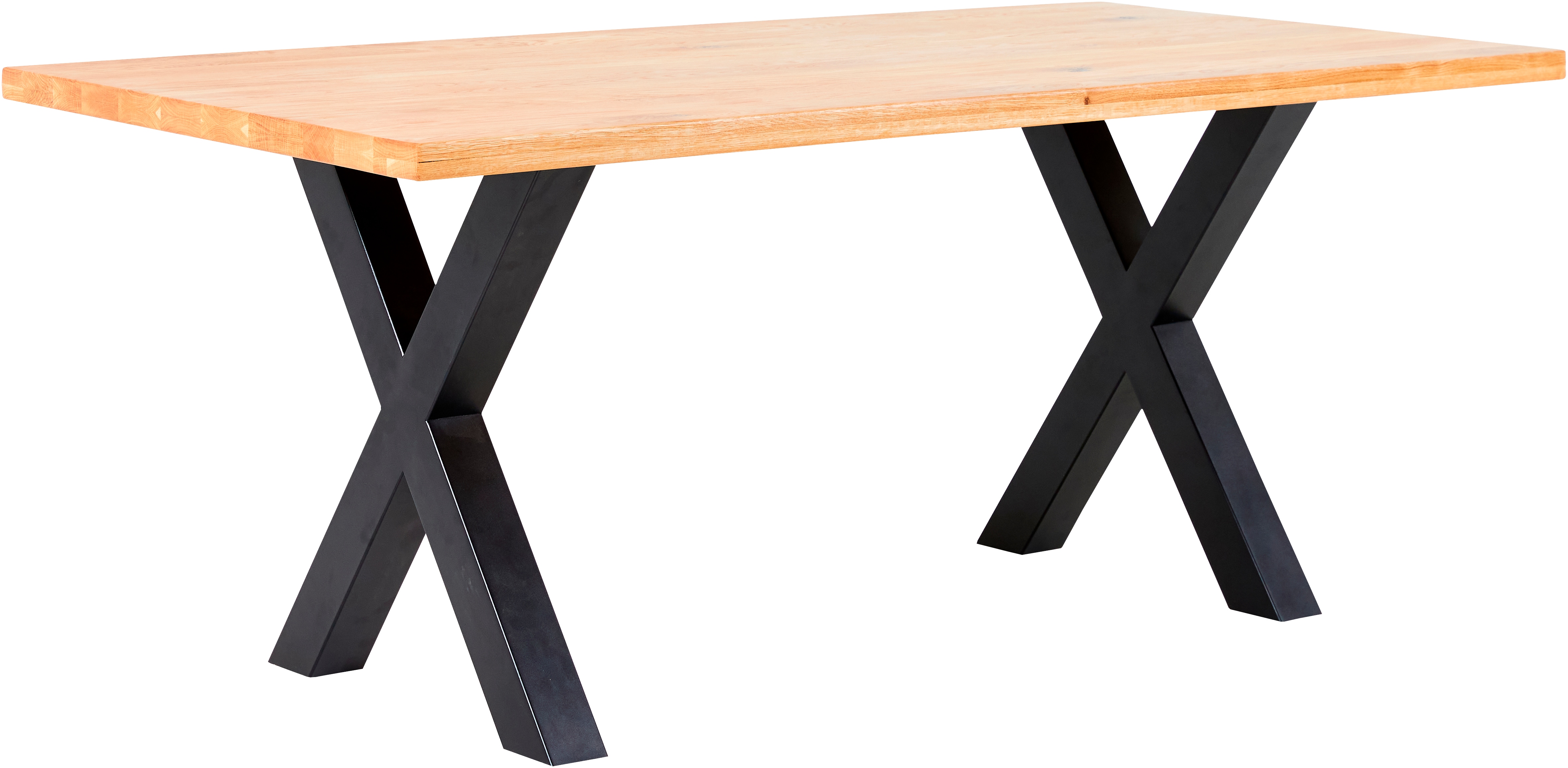 Esstisch MASSIVLINE & MORE "Jakarta, Küchentisch, Tisch, Esstisch, Holztisch", schwarz (x, gestell,braun, schwarz, braun), B:200cm H:76cm T:100cm, Tische, Platte massiv, Gestell Metall pulverbeschichtet schwarz