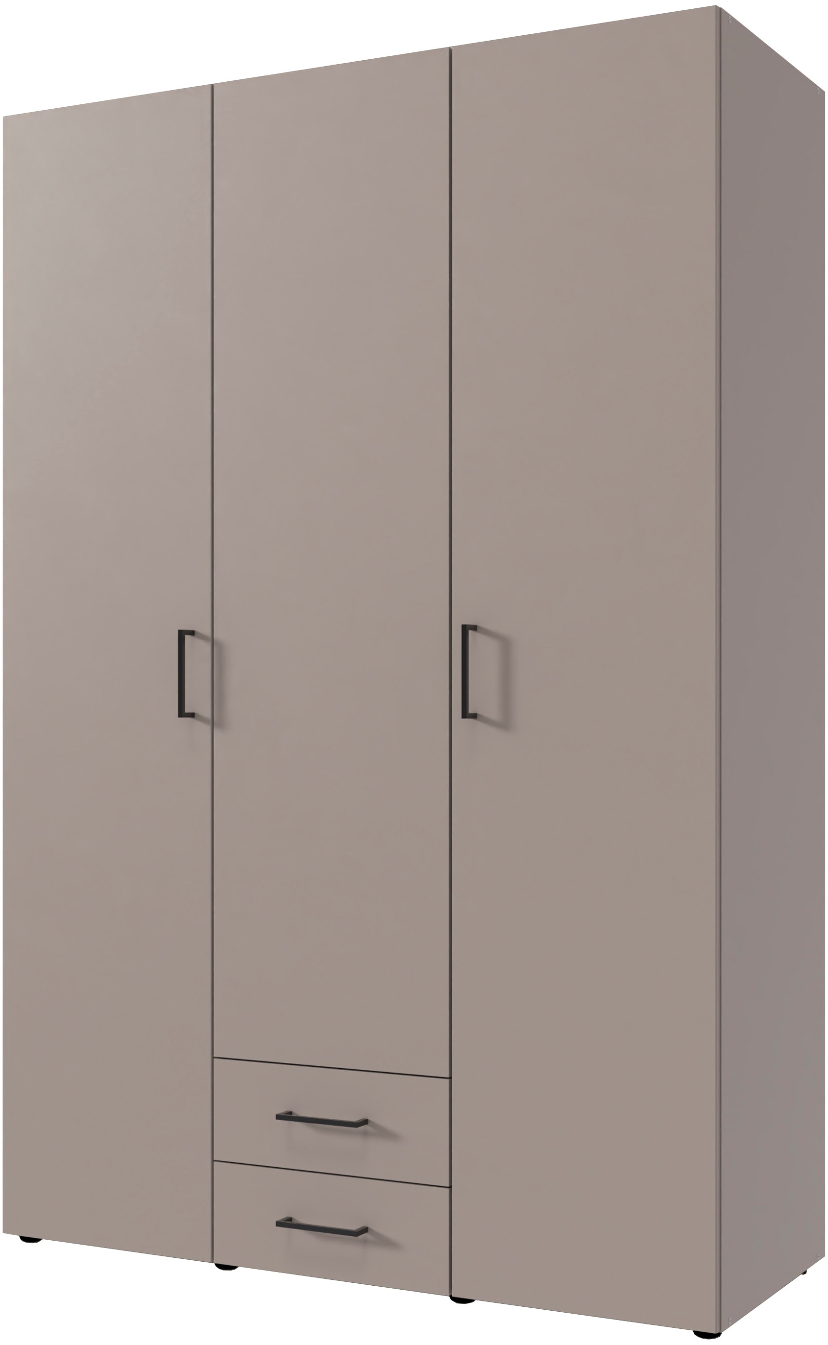 Drehtürenschrank WIMEX "Mugano", saharagrau, griffe schwarz, B:120cm H:185cm T:54cm, Holzwerkstoff, Schränke, wahlweise mit oder ohne Spiegel, mit Schubladen