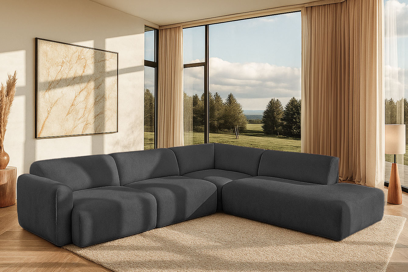 Ecksofa HOME AFFAIRE "Myrland Wohnlandschaft", grau (gray), B:310cm H:72cm T:250cm, 100% PES, Sofas, Ecksofa, Breite 310 cm, L-Form, Chenille, Easy Clean Stoff, mit Kaltschaum
