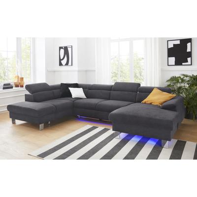Wohnlandschaft COTTA "Komaris U-Form mit Kopfteilverstellung", grau, B:320cm, Microfaser PRIMABELLE (100% Polyester), Kunstleder SOFTLUX, Feinstruktur (100% Polyester), Kunstleder SOFTLUX/Struktur (100% Polyester), NaturLEDER, Sofas, wahlweise mit... Image