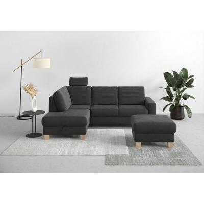 Ecksofa HOME AFFAIRE "Summer L-Form", grau (anthrazit), B:236cm H:91cm T:170cm, 95% Polyester, 5% Polyamid, Sofas, mit Ottomane, wahlweise mit Bettfunktion und Bettkasten, Cord-Bezug Image
