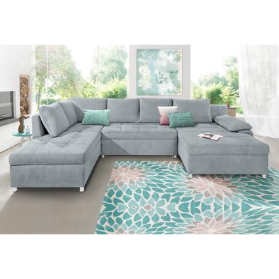 Wohnlandschaft SIT & MORE "Labene U-Form", grau (hellgrau), B:326cm H:82cm T:90cm, Struktur fein (95% Polyester, 5% Polyamid), Luxus-Microfaser ALTARA NUBUCK (100% Polyester), Kunstleder SOFTLUX / Struktur (100% Polyester), Struktur (100%... Image