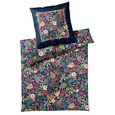 Bettwäsche ELEGANTE "Rise", blau (dunkelblau), B/L: 135cm x 200cm, , Mako-Satin, B/L: 80cm x 80cm, Mako-Satin, Obermaterial: 100% Baumwolle, Bettwäsche, angenehmes Hautgefühl Image