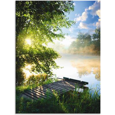 Wandbild ARTLAND "Angelsteg am Morgen", grün (farbe bild(er): grün), B:30cm H:40cm, Bilder, als Alubild, Outdoorbild, Leinwandbild, Poster, Wandaufkleber Image